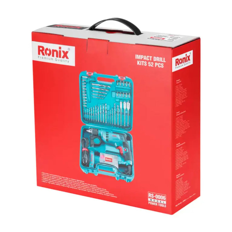 رونیکس مدل RS-0006 دریل چکشی با قدرت ۷۵۰ وات و ۵۲ پارچه