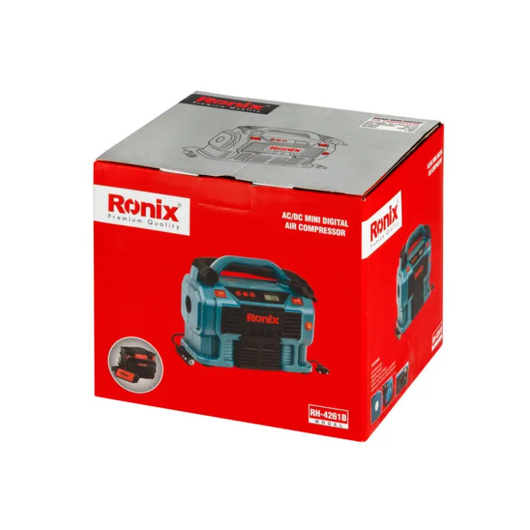 رونیکس مدل RH-4261B مینی کمپرسور باد سه کاره دیجیتال فندکی و برق شهری همراه با کیف