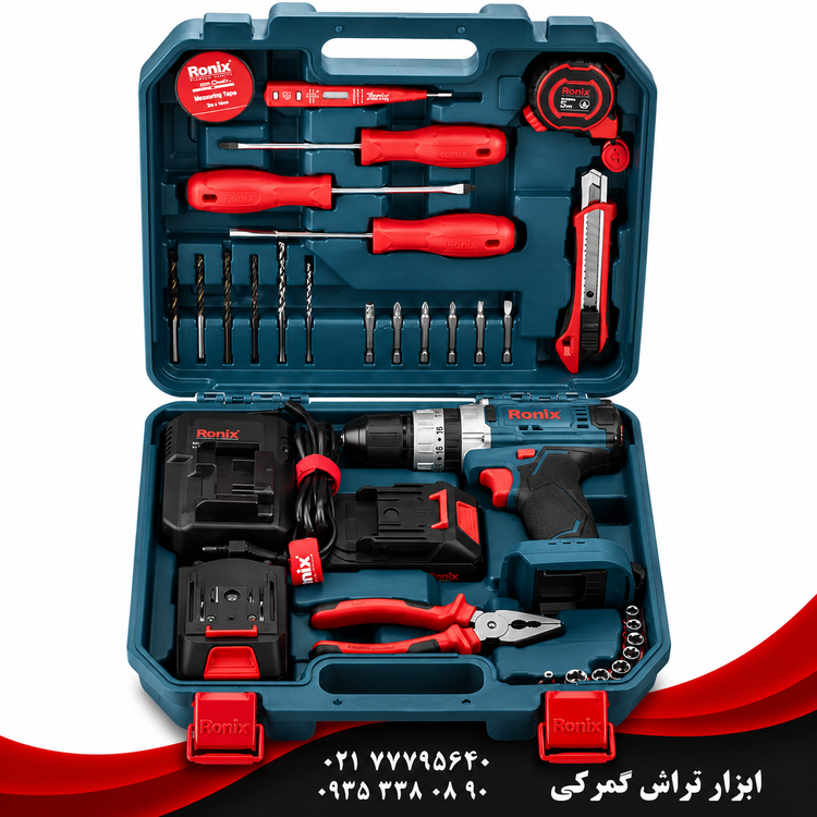 رونیکس مدل RS-8615 کیت دریل شارژی 16 ولت - 33 پارچه